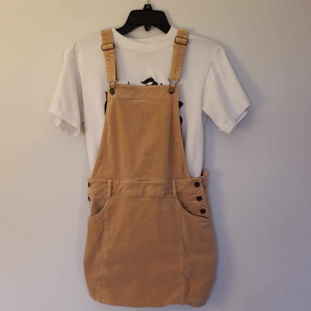 Faux Suede Skirt Overalls